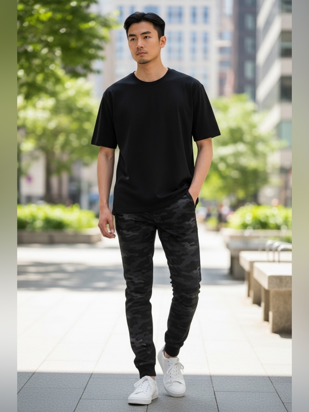 Men's Black / gray Dark Camo Joggers